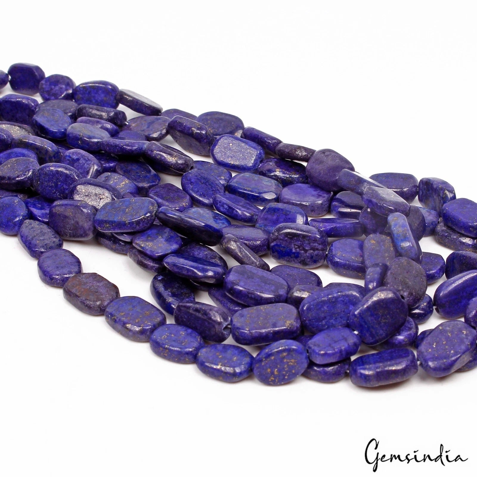 1070 Cts/5 Strands Natural Blue Lapis Lazuli Oval Cab Drill Bead Strand 22"Each