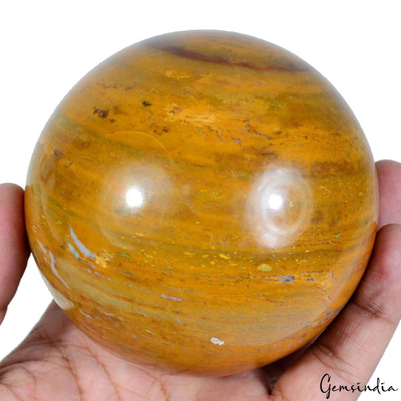 Agate Sphere, Untreated, Yellow — 3.2 Inch in diameter, 4100 Ct, Madagascar