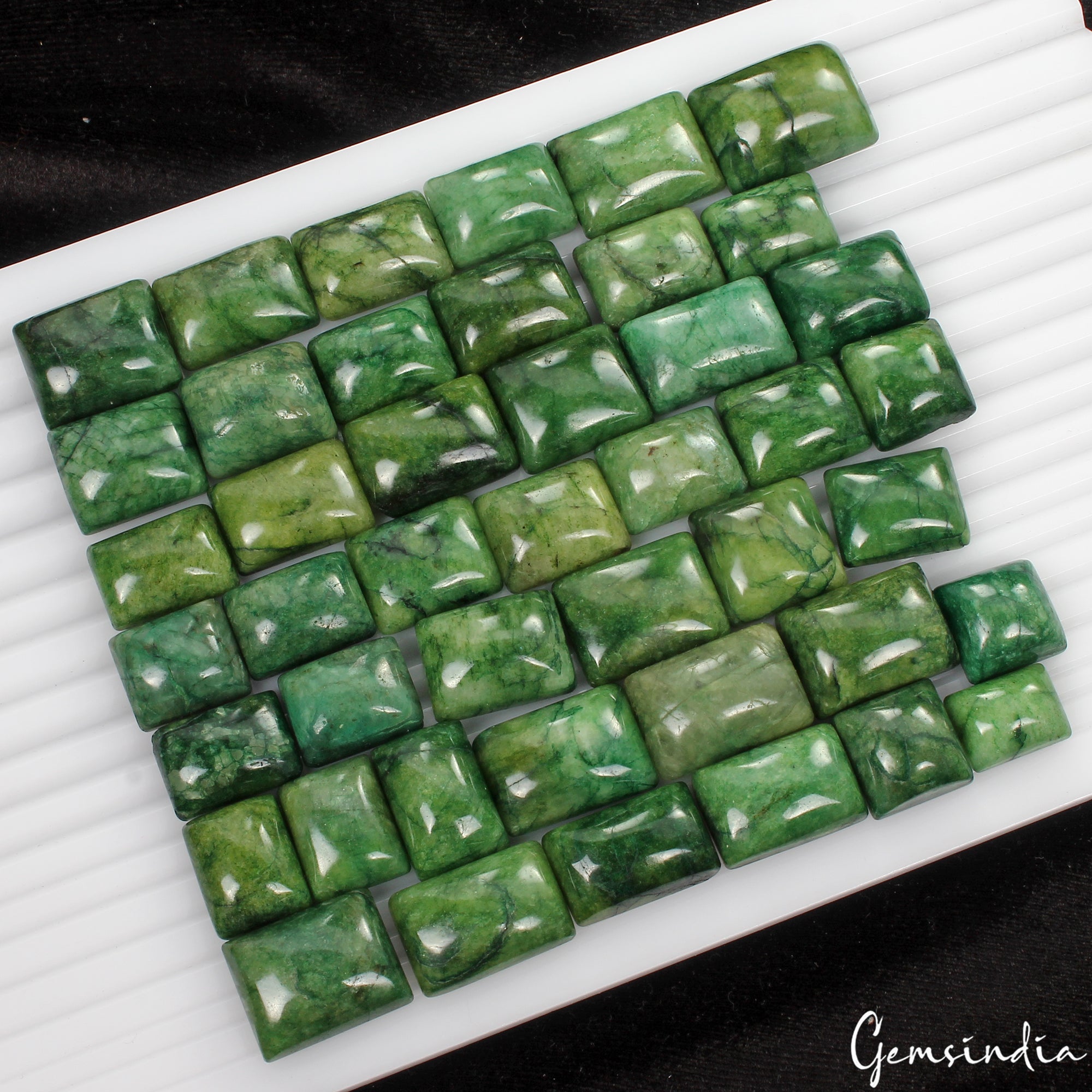 1000 Ct Natural Green Emerald Rectangular Cabochon Loose 15-24mm Gemstones~44 Pc