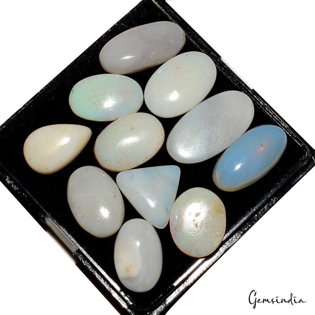 36.60 Ct/11 Pcs Natural Untreated Australian Multi Shine Opal Mix Cab Loose Gems