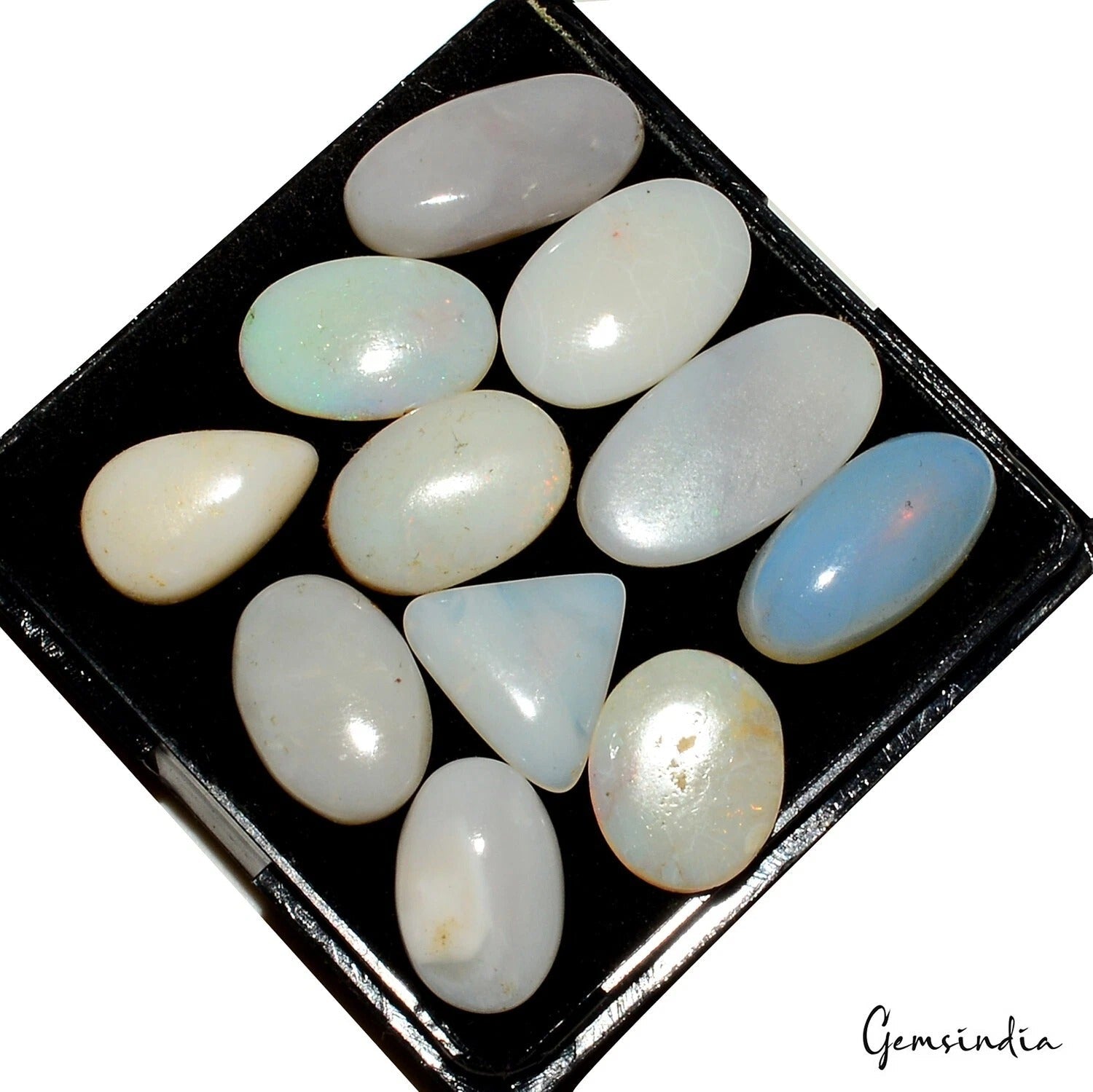 36.60 Ct/11 Pcs Natural Untreated Australian Multi Shine Opal Mix Cab Loose Gems