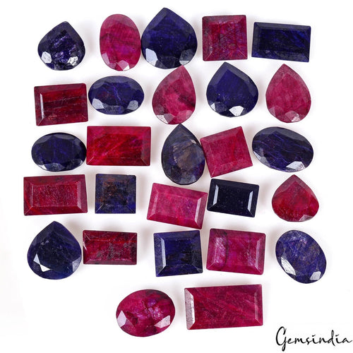 African Blue Sapphire Lot, Loose Gemstone, Rectangle Square Pear Oval Faceted cut, Color Enhanced — 27 Pieces, 14mm to 27mm, 660 Ct, Africa