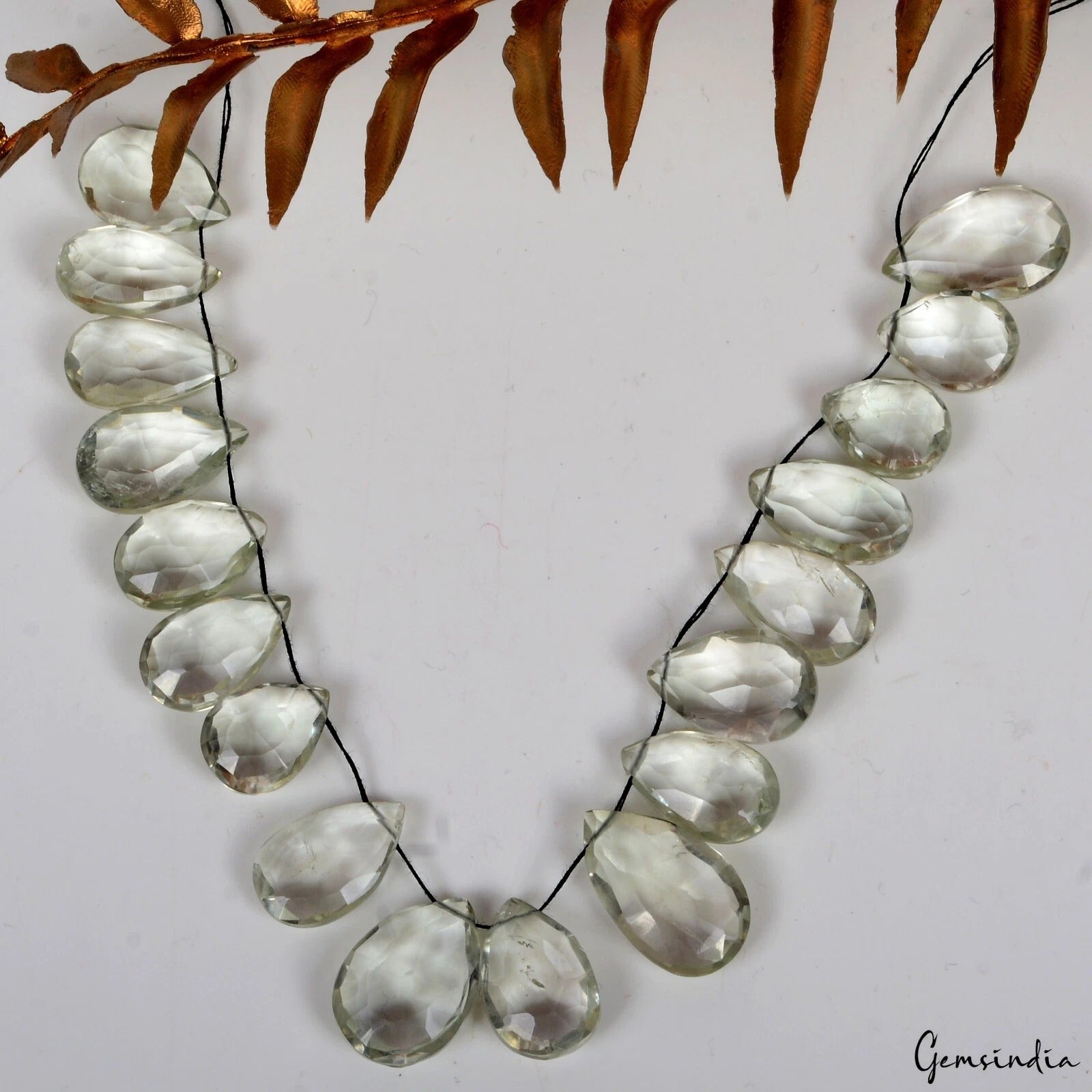 18 Pcs Natural Green Amethyst 11-19mm Drilled Almonds Loose Untreated Briolettes