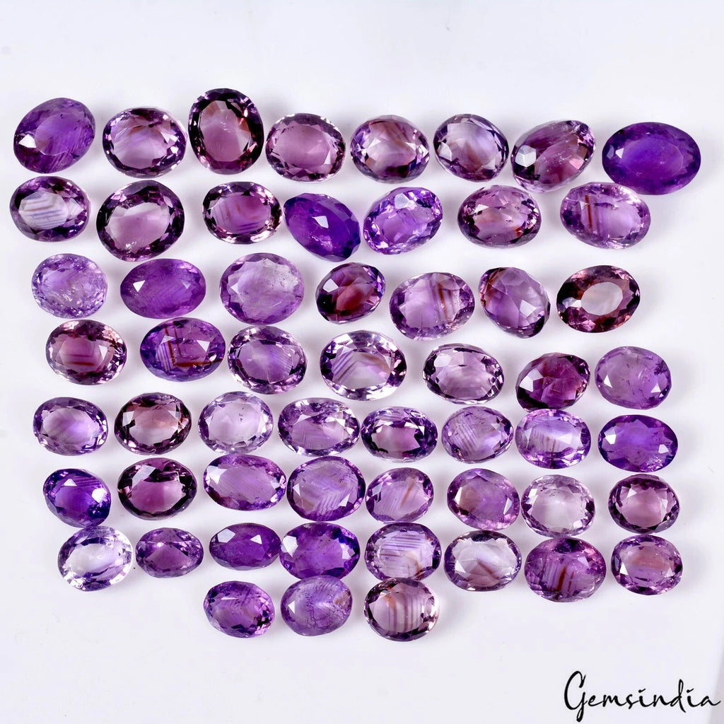 Certified 365 Ct/56 Pcs Natural Amethyst Oval Cut Lot Good Luster Loose Gemstone