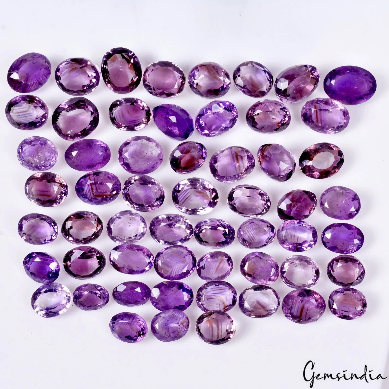 Certified 365 Ct/56 Pcs Natural Amethyst Oval Cut Lot Good Luster Loose Gemstone