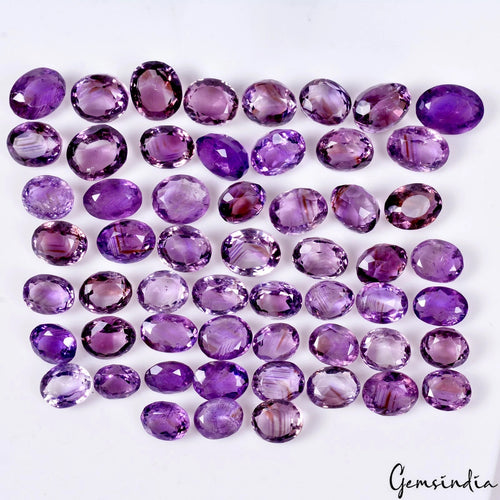 Amethyst Lot, Loose Gemstone, Oval Cut, Untreated — 56 Pieces, 10mm to 16mm, 365 Ct, Brazil