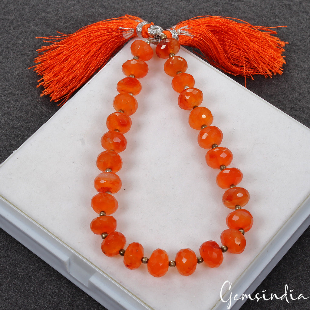 Carnelian Beaded Strand, Untreated, Orange — 8mm to 9mm, 90.20 Ct