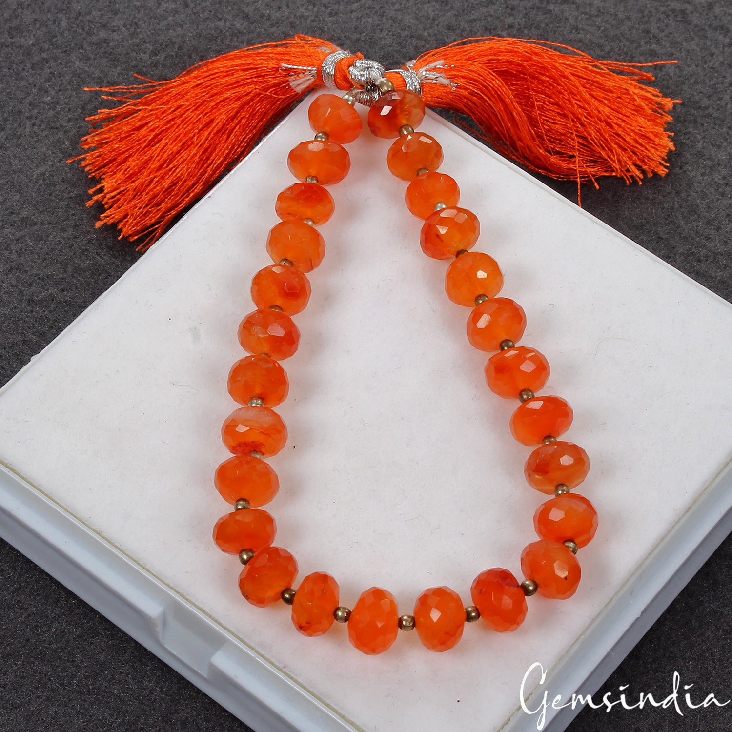 Carnelian Beaded Strand, Untreated, Orange — 8mm to 9mm, 90.20 Ct