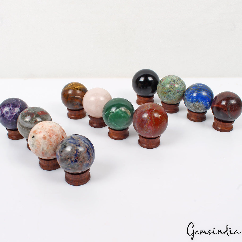 Bulk Crystal Ball Collection-12 Huge Gemstone Spheres for Reiki, Healing & Decor
