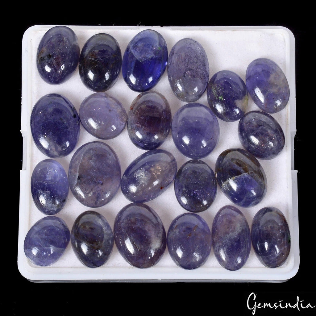 105.60 Cts/22 Pcs Natural Untreated Blue Iolite Oval Cab Loose Gems For Jewelry
