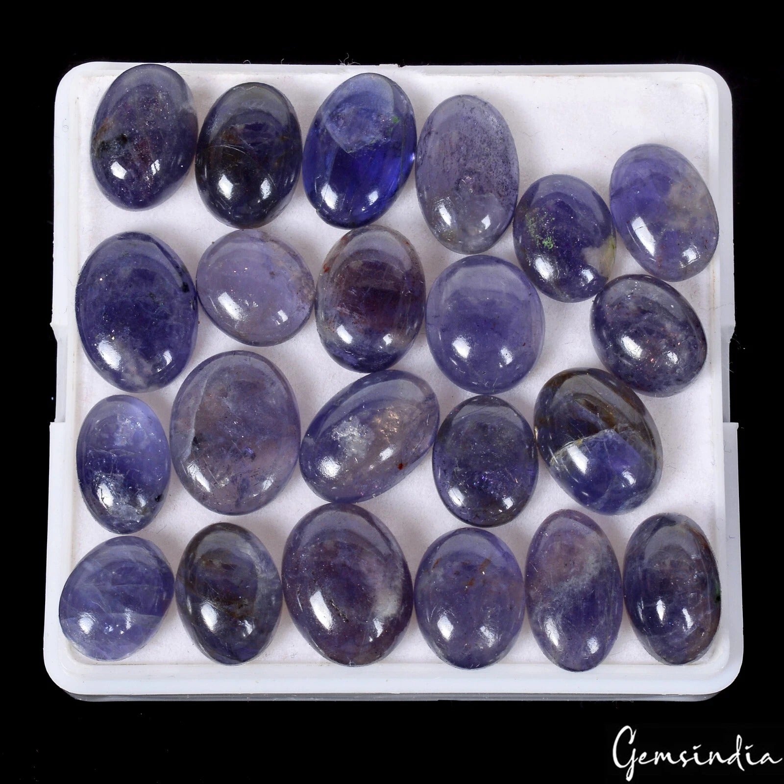 105.60 Cts/22 Pcs Natural Untreated Blue Iolite Oval Cab Loose Gems For Jewelry