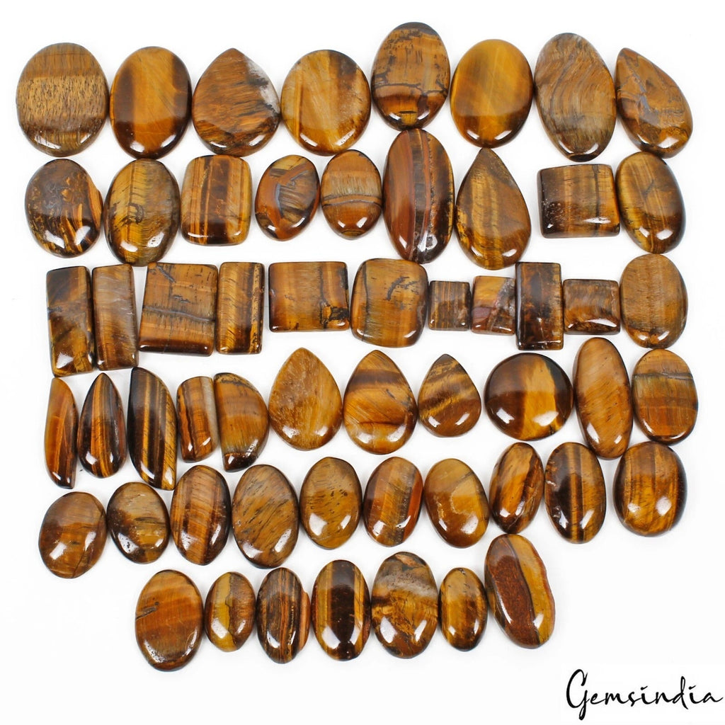 2000Cts/56 Pcs Natural Untreated Yellow Tiger Eye Mixed Cab Wholesale Loose Gems