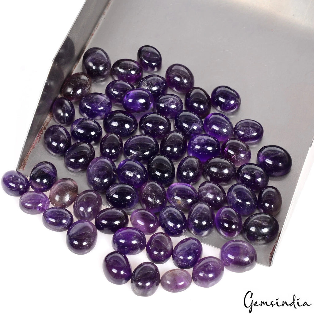 Amethyst Cabochon, Oval Cabochon, Untreated — 10mm to 12mm, 260.70 Ct
