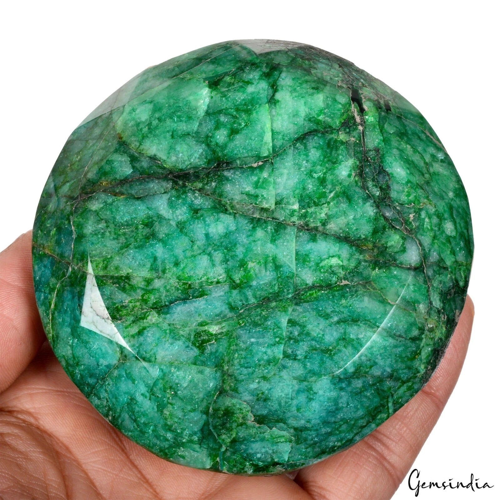 Emerald Loose Gemstone, Color Enhanced, Green — 3.4x3.4x2.4 Inch, 3000 Ct (0.6 Kg), Brazil