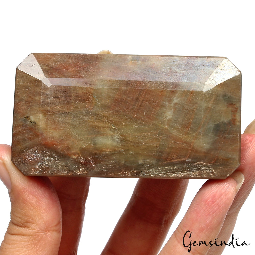 700 Ct Natural Untreated Golden Brown Sapphire Octagon Cut Certified Gemstone