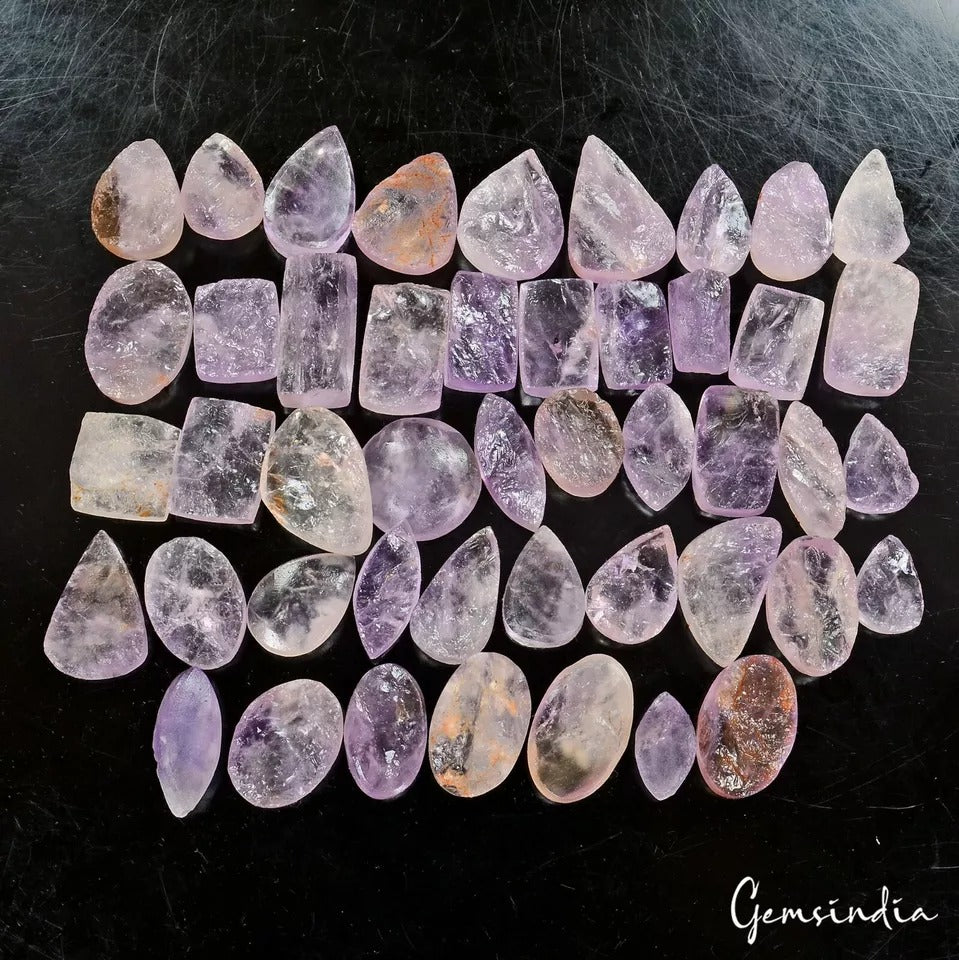 570 Ct/46Pcs Natural Untreated Purple Amethyst/Ametrine Druzy Mix Cut Loose Gems
