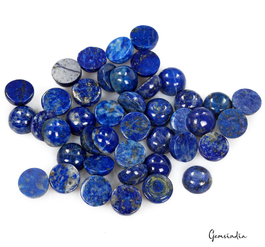 42 Pcs Natural Blue Lapis Lazuli 9mm Round Loose Cabochon Gemstones Lot 142.10Ct