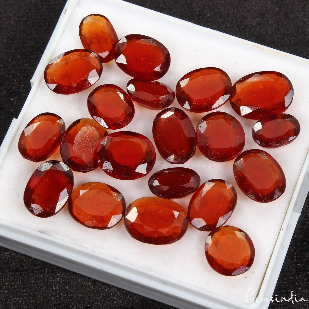 84 Ct/20 Pcs Natural Untreated Ceylon Hessonite Garnet Oval Certified Gemstones