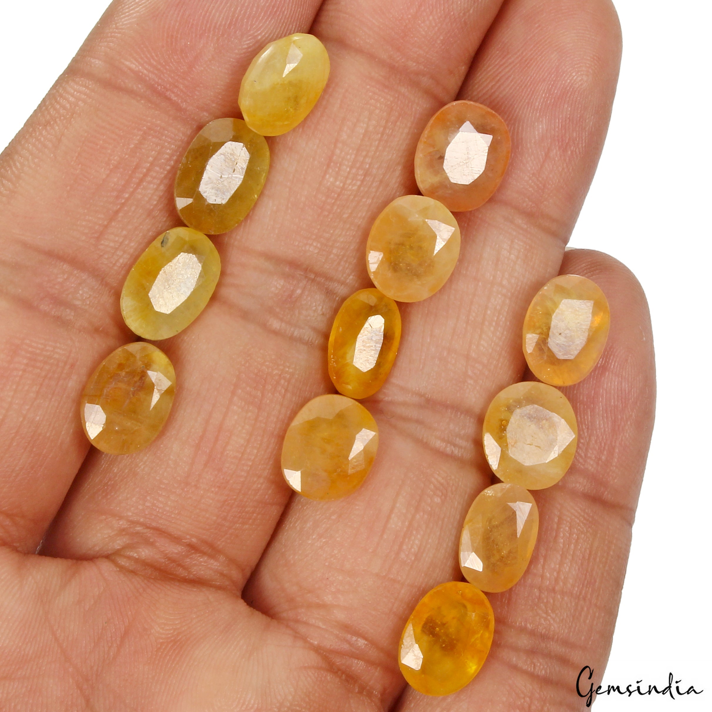 Certified 50 Cts/12 Pcs Natural Untreated Yellow Sapphire Oval Gems For Jewelry
