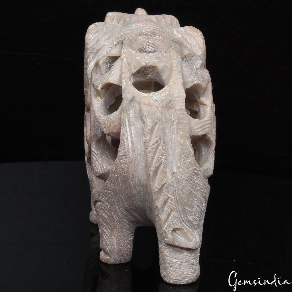 630 Ct Handmade Soapstone Elephant Statue Animal Figurine Sculpture/Home Decor