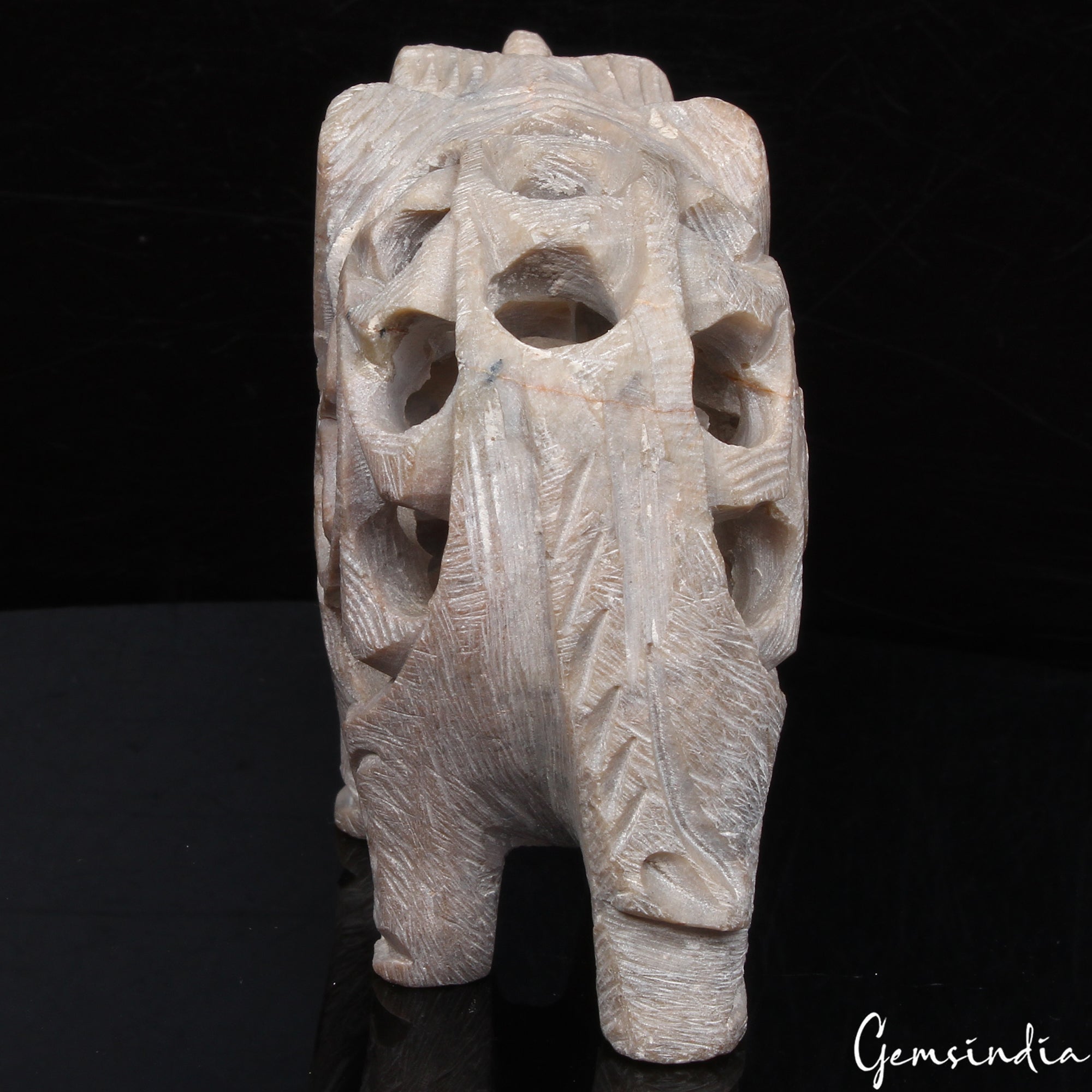 630 Ct Handmade Soapstone Elephant Statue Animal Figurine Sculpture/Home Decor