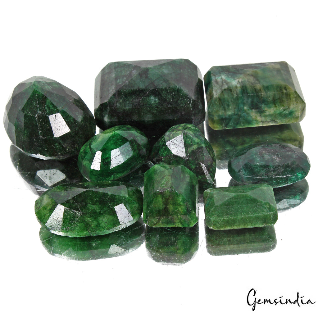 Emerald Lot, Loose Gemstone, Color Enhanced, Green — 9 Pieces, 23mm to 42mm, 1050 Ct, Brazil
