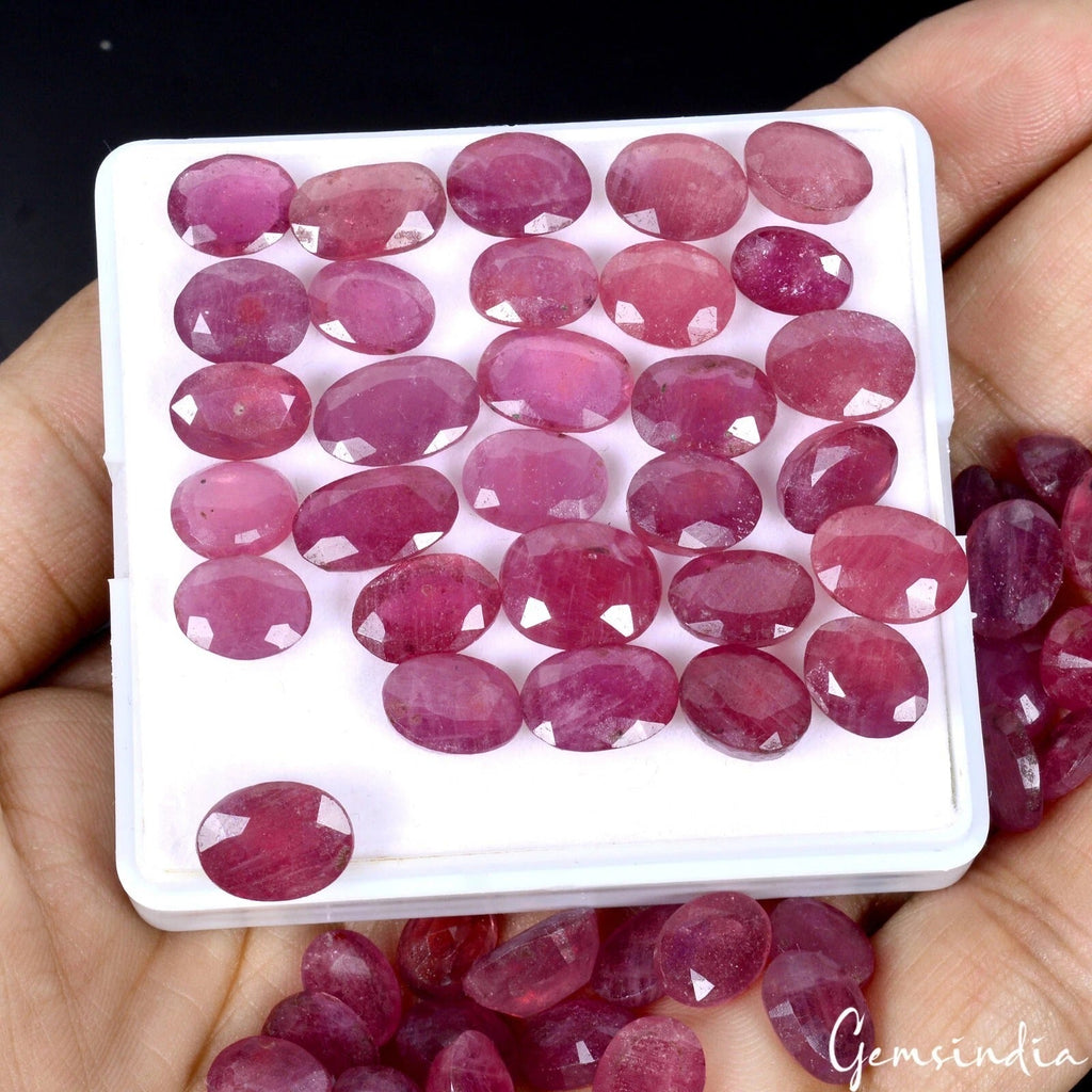 Certified 191.80 Ct/54 Pcs Natural Mozambique Red Ruby Oval Cut Gems For Jewelry