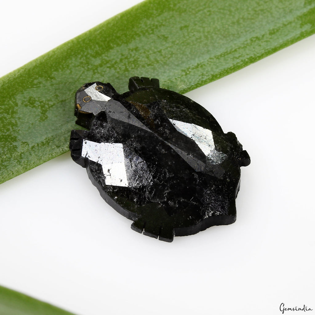 15cts Loose Black Color Turtle Shape Rose Cut Faceted Diamond Earth Mined Stone
