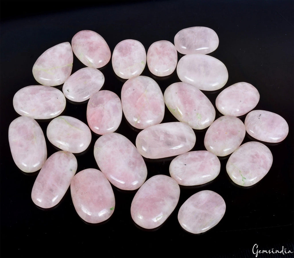 Rose Quartz Lot, Cabochon, Untreated — 24 Pieces, 34mm to 53mm, 2500 Ct, Madagascar