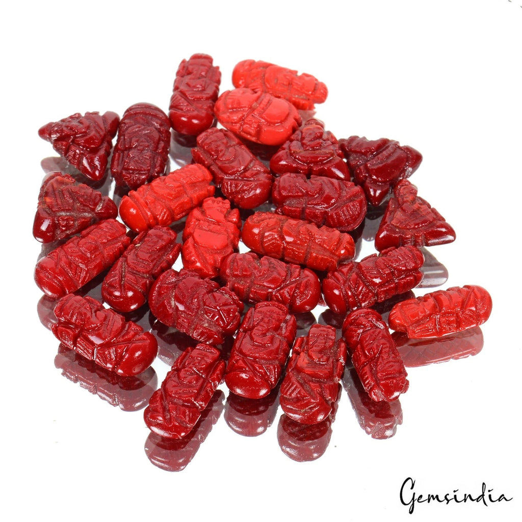 Coral Loose Gemstone, Lab Created — 10mm to 15mm, 107.50 Ct