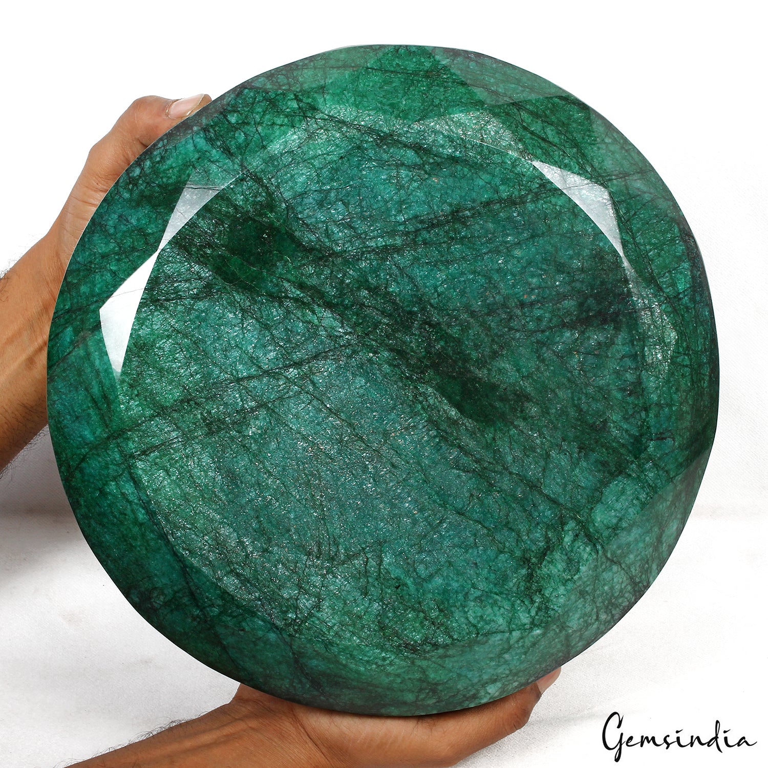 Emerald Loose Gemstone, Round Cut, Color Enhanced — 11.5x4 inch, 71750 Ct (14.35 Kg), Brazil