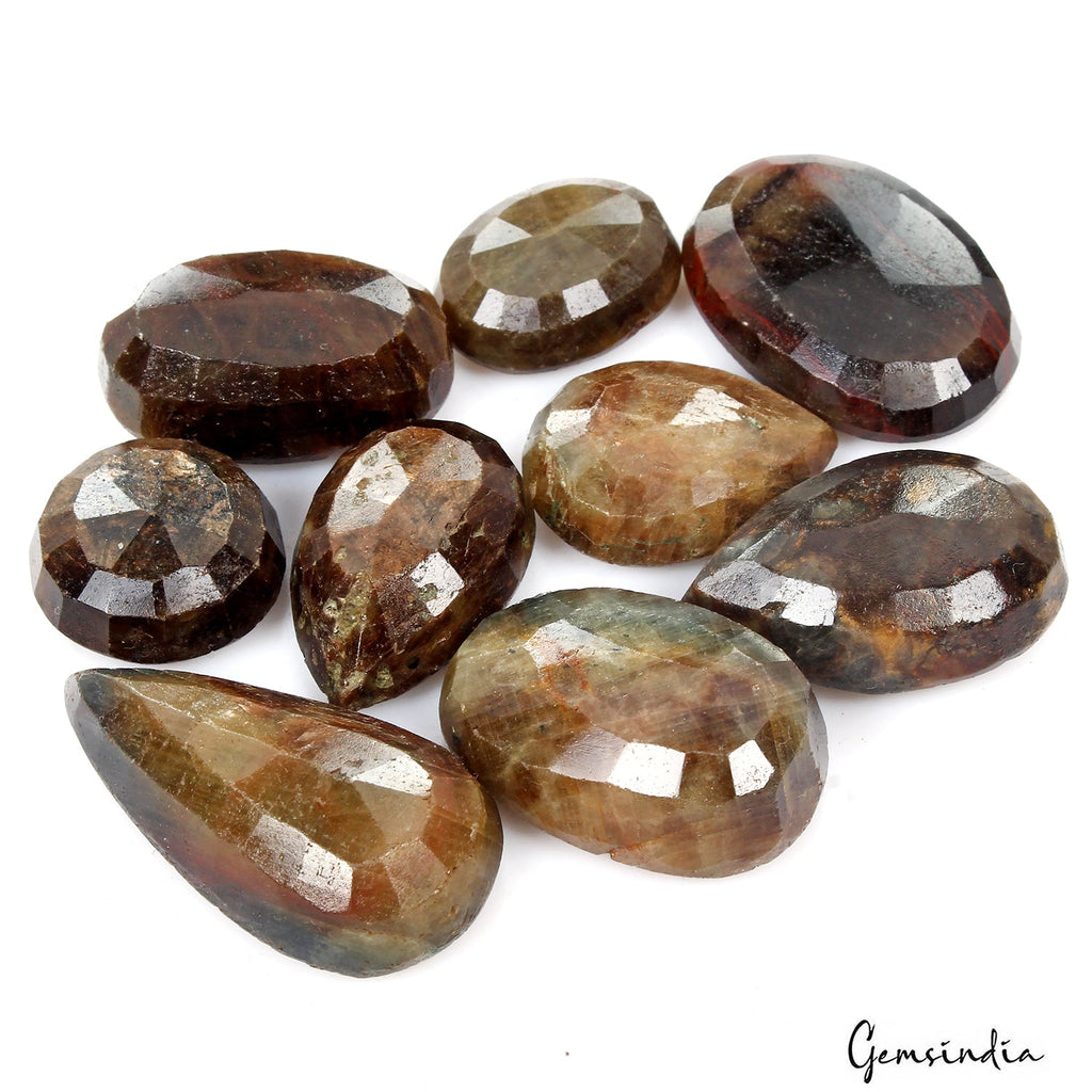 Natural Untreated Blue Brown Mix Faceted Sapphire Earth Mined Gems 720 Cts/9 Pcs