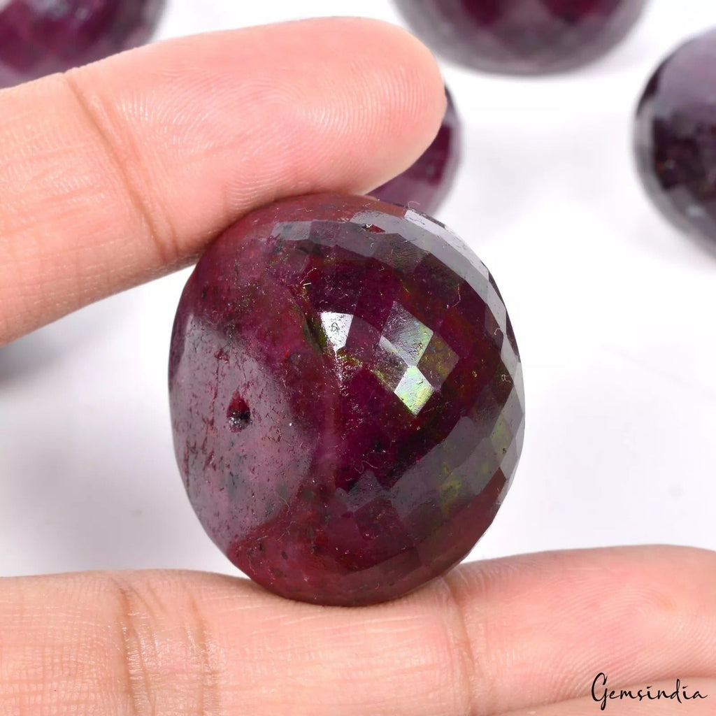 1400 Cts Natural Red Ruby Drilled Faceted Round Cut Shape Loose Gemstone
