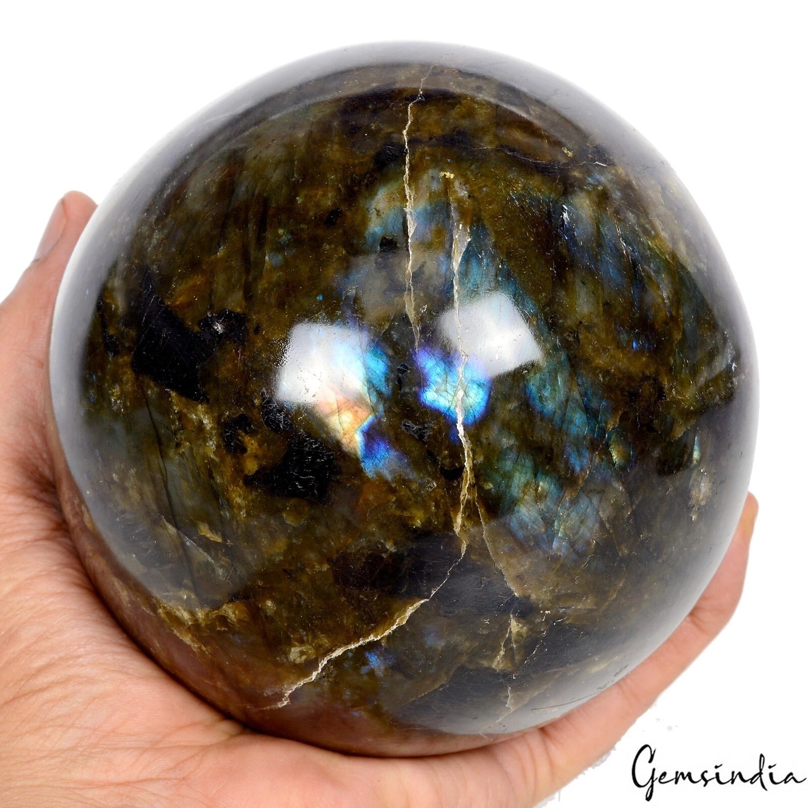 2.6 Kilo Natural Blue Shine Labradorite Crystal Healing Mineral Huge Gem Sphere