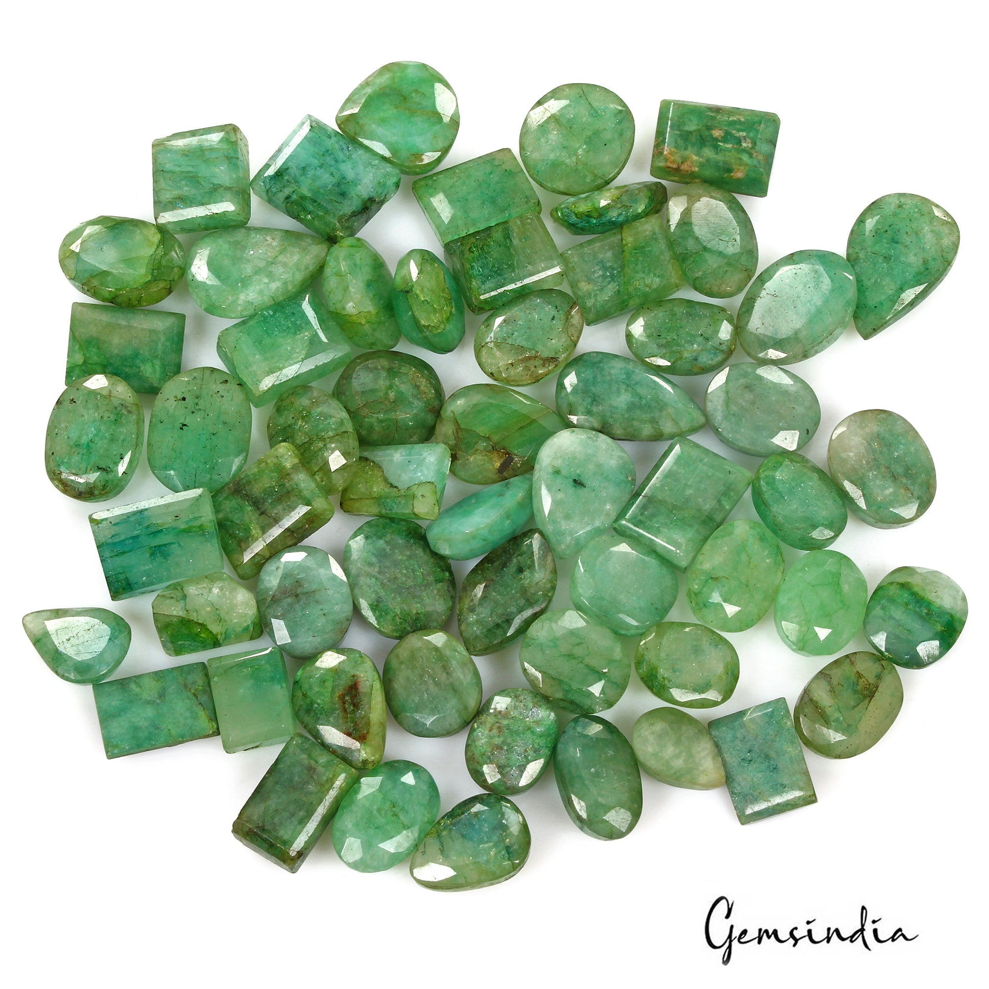 680 Cts/58 Pcs Natural Brazilian Green Emerald Mix Cut Loose 12mm-22mm Gems Lot