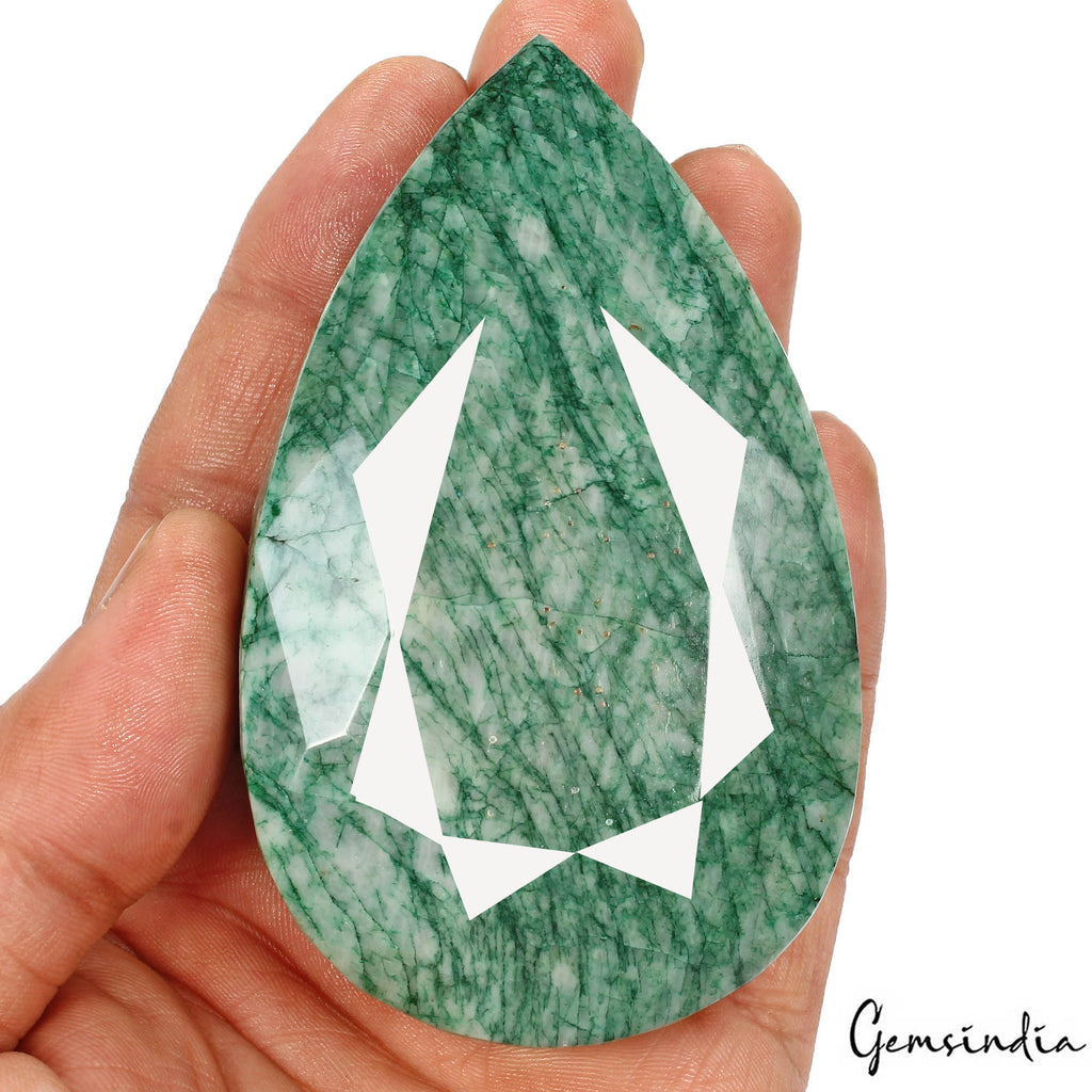 1240 Cts Natural Brazilian Green Emerald Pear Faceted Earth Mined Loose Huge Gem