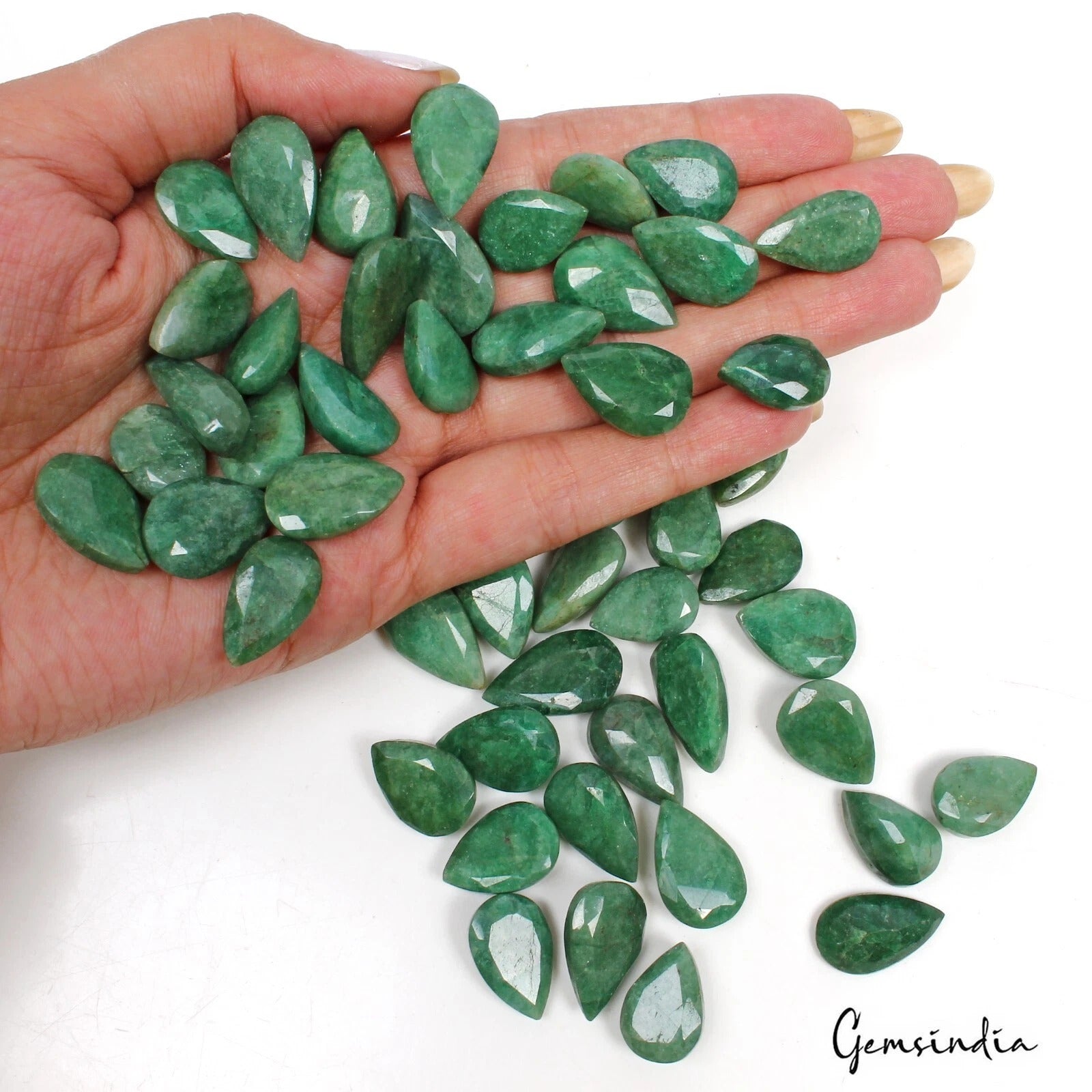 Emerald Loose Gemstone, Color Enhanced, Green — 16mm to 21mm, 500 Ct, Brazil