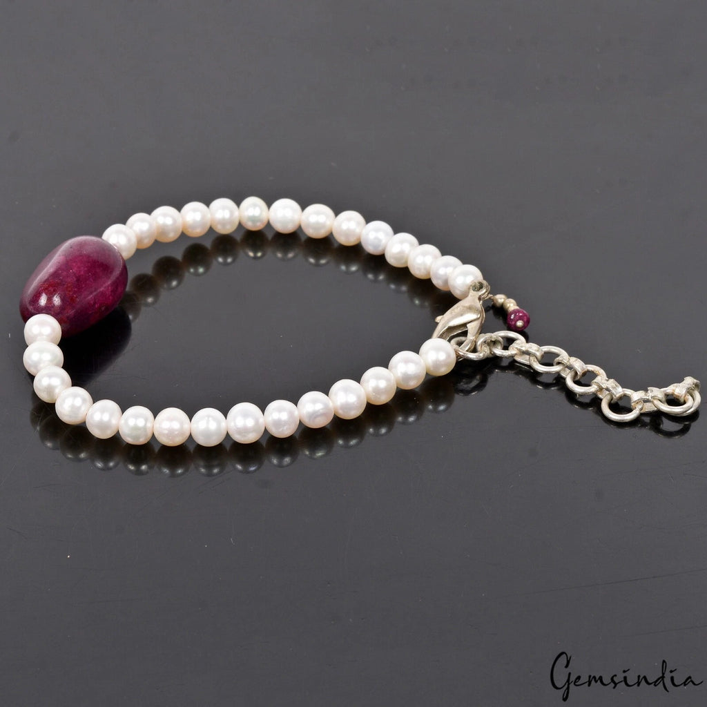 Ruby Bracelet, Color Enhanced, Red — 3mm to 13mm, 74.00 Ct