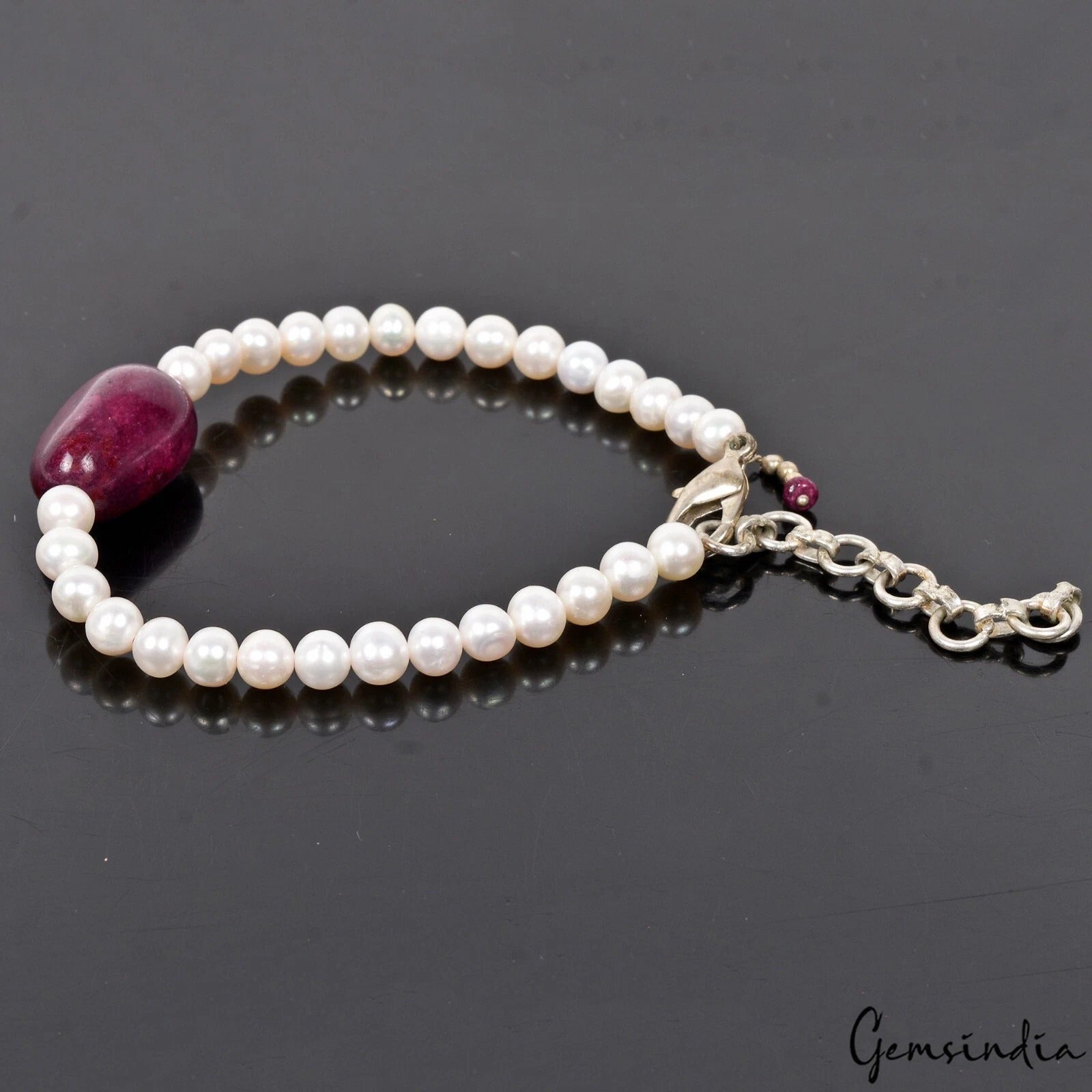 Ruby Bracelet, Color Enhanced, Red — 3mm to 13mm, 74.00 Ct