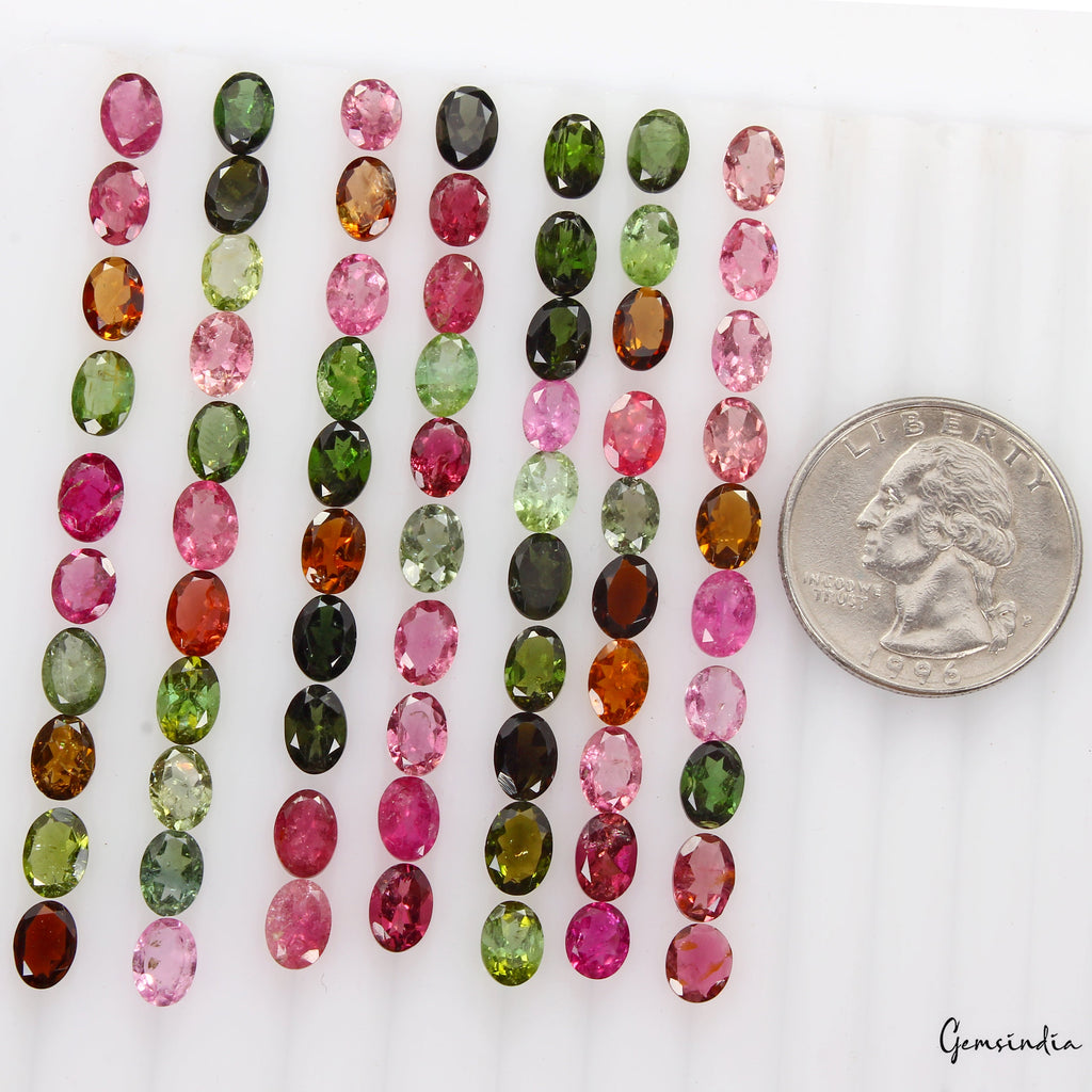 Certified 49 Cts Natural Multi Color Tourmaline Oval Cut Loose Unheated Gems Lot