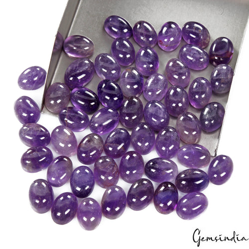 Amethyst Lot, Cabochon, Untreated, Purple — 50 Pieces, 15mm to 18mm, 560 Ct