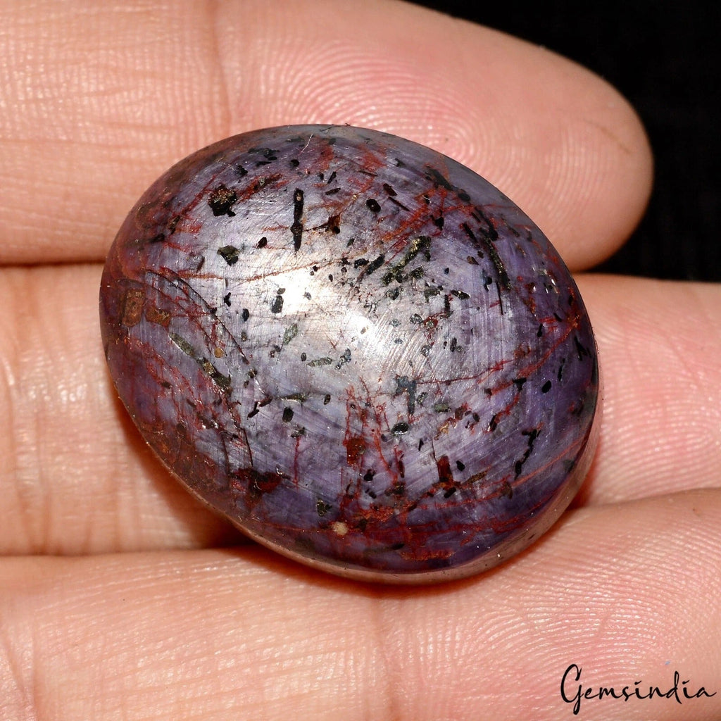 Certified 139 Ct Natural Natural Purple Red Star Ruby Oval Cabochon Loose Gem