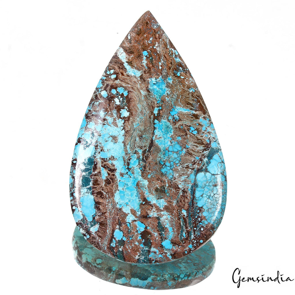 Huge 280 Cts USA Arizona Spiderweb Blue Turquoise Oval Cabochon Loose Gemstone