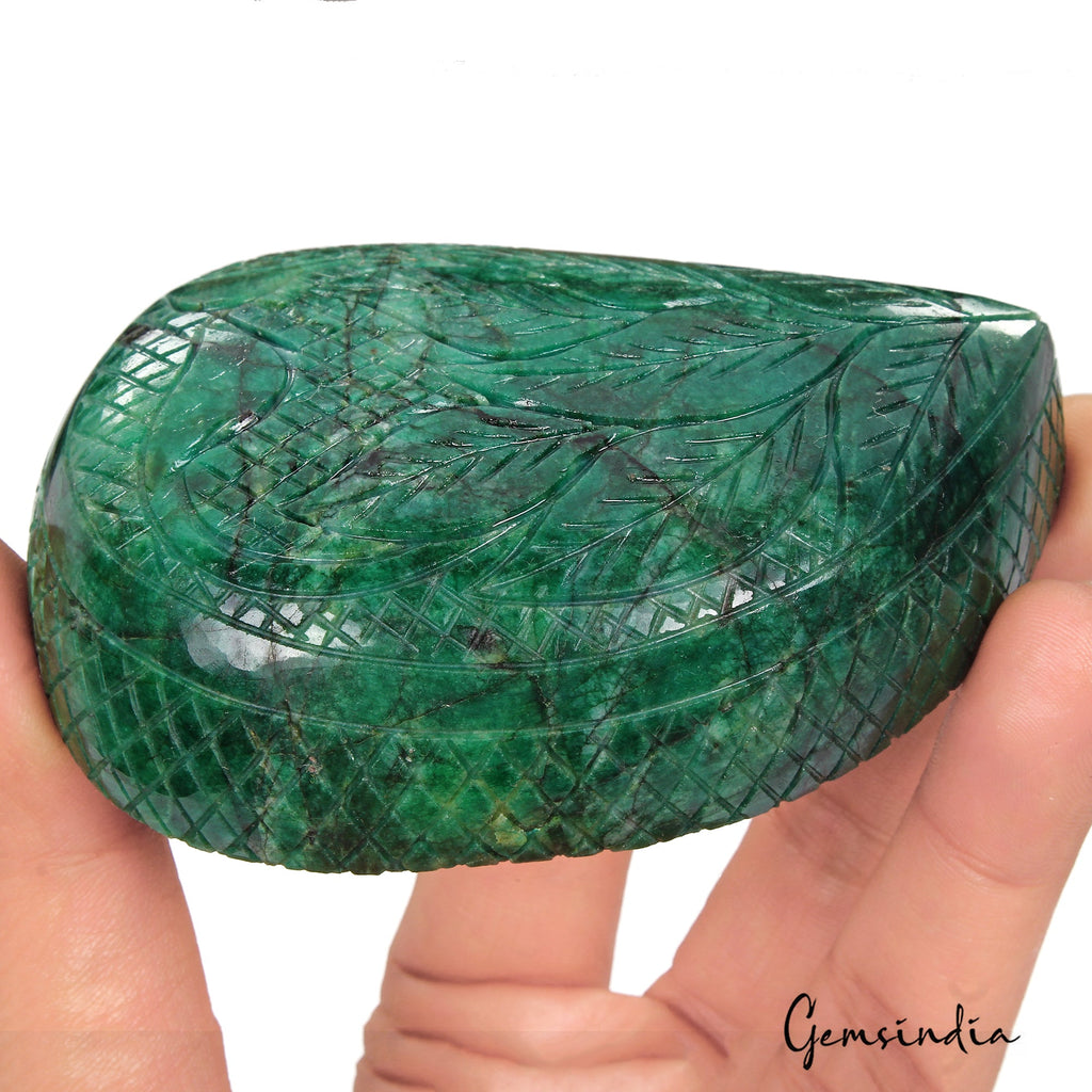 1490 Cts Natural Brazilian Green Emerald Fancy Carving Masterpiece Huge Size Gem