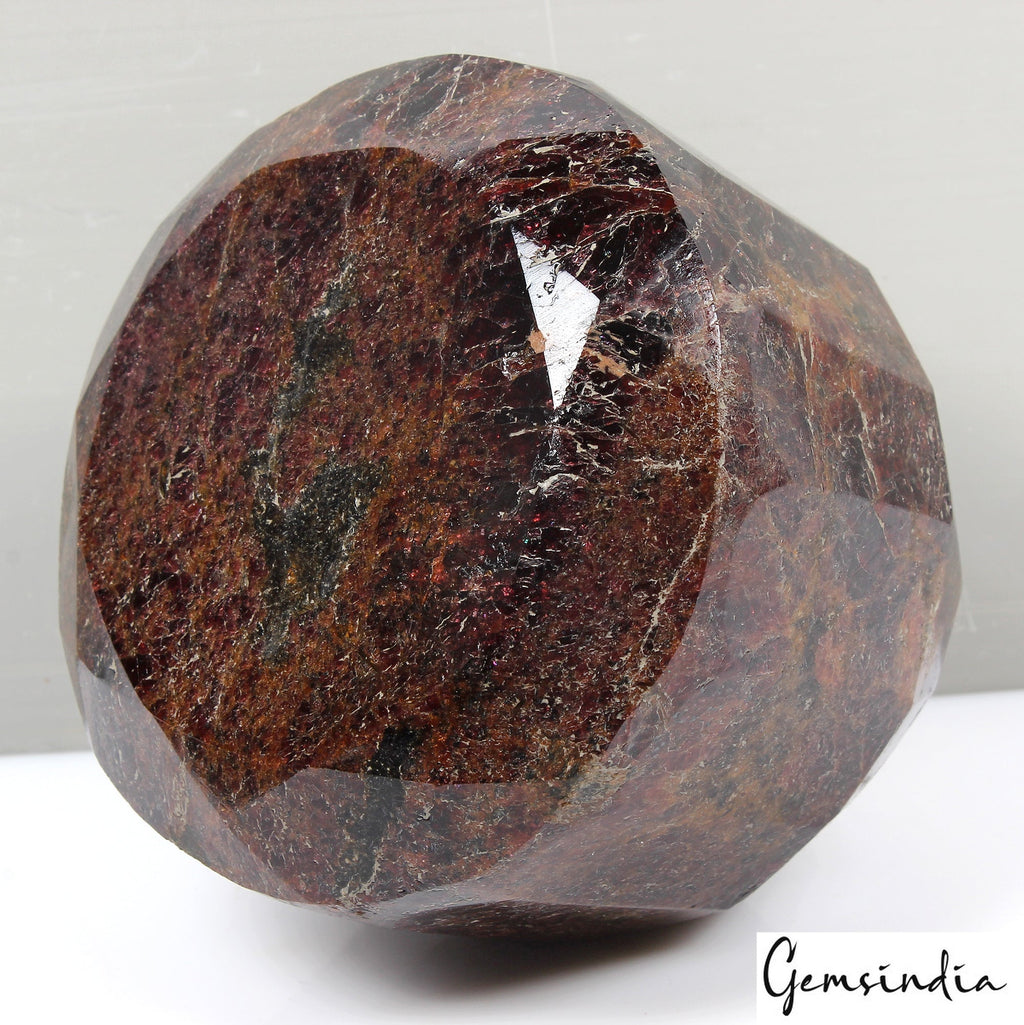 2.8 kilo Almandine Garnet 4.3" Round Cut Rare Large Natural Stone 100% Untreated