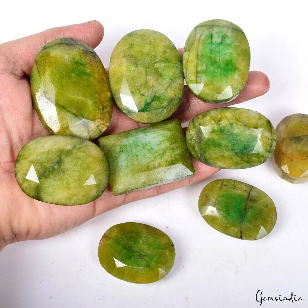 2650 Ct/9 Pcs Natural Brazilian Green Emerald Mixed Cut Loose Gems Wholesale Lot