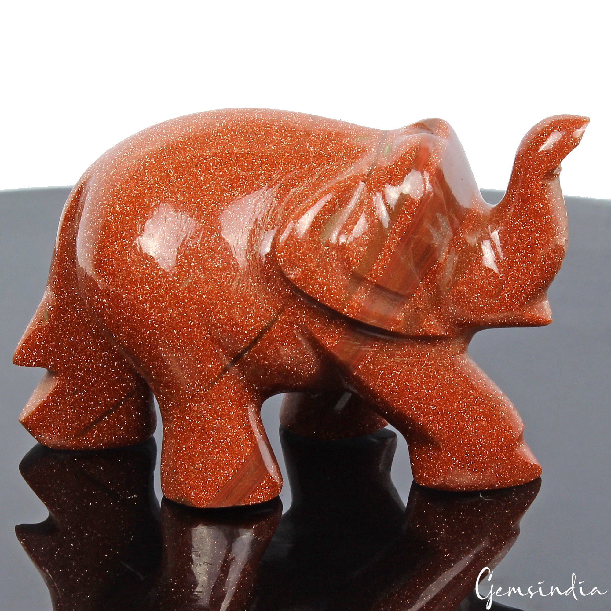 290 Ct Handmade Natural Brown Sunstone Baby Elephant Statue Sculpture ~1.3" tall
