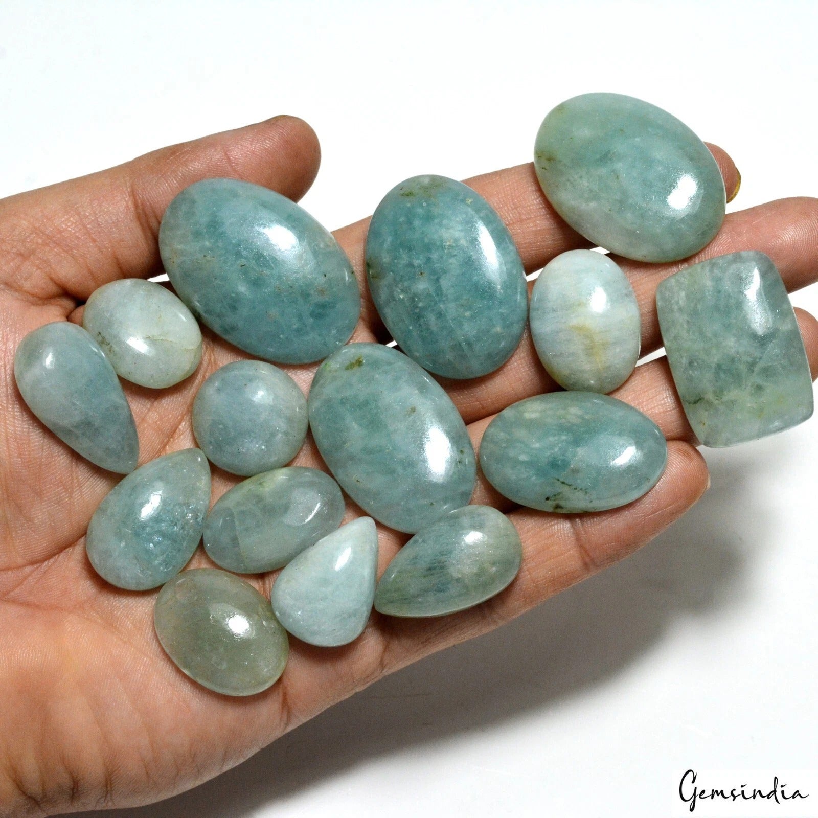 590 Ct/15 Pcs Natural Untreated Blue Aquamarine Beryl Mix Cab Wholesale Gems Lot