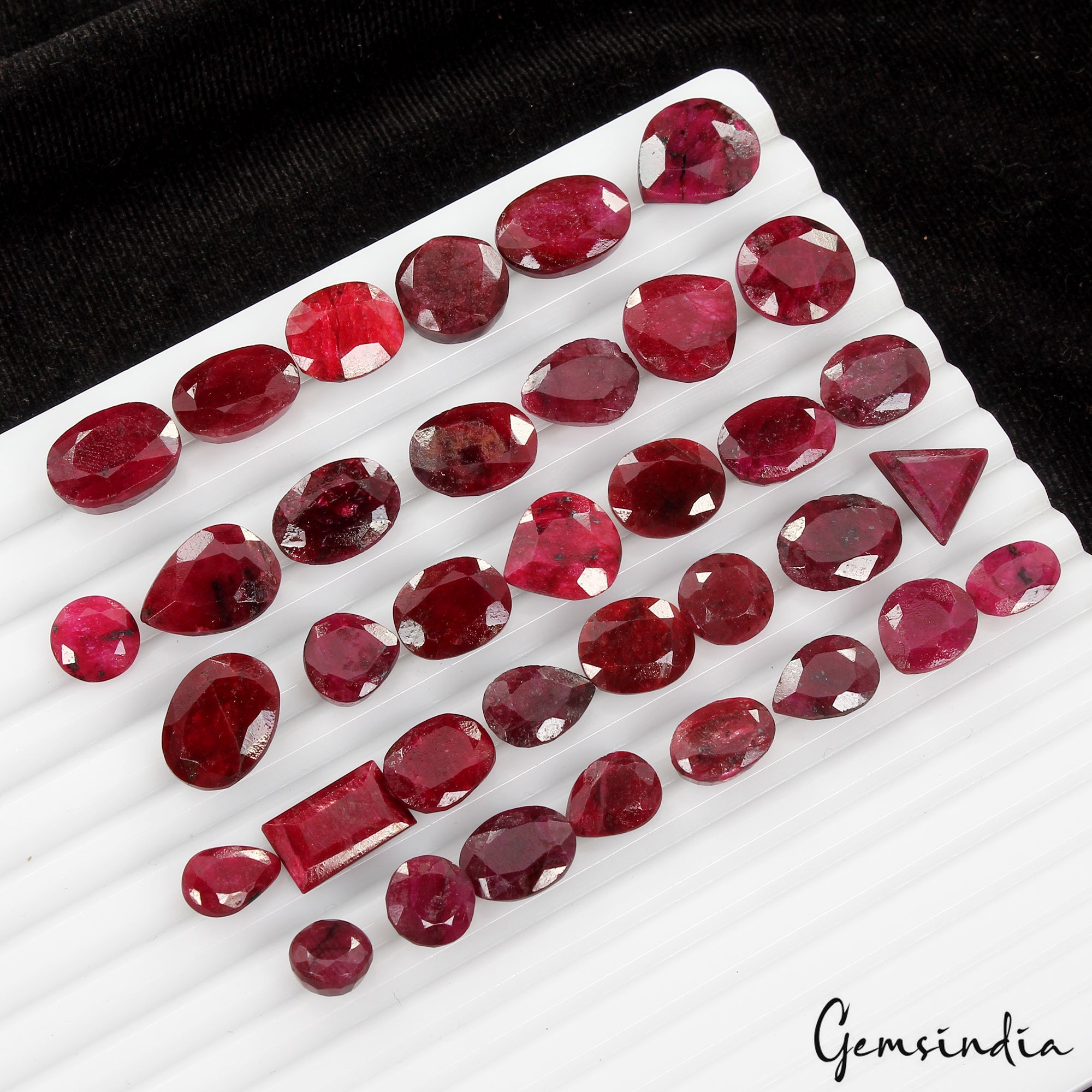 300 Cts/36Pcs Natural Red Ruby Mixed Cut Loose Faceted 9-16mm Jewelry Gems Lot