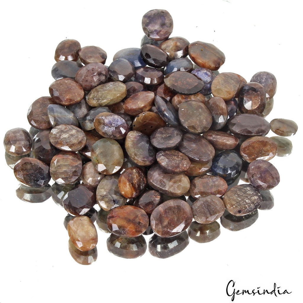 500 Cts/73 Pcs Natural Untreated Brown Blue Sapphire Mixed Cut Loose Gems Lot